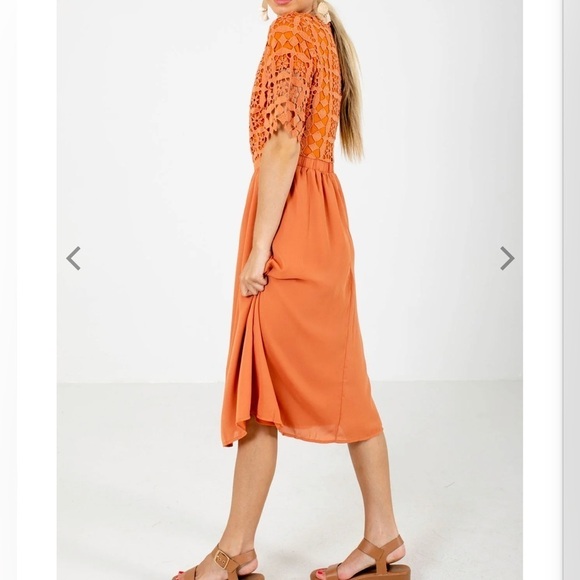 Roolee | NWT Orange Crochet Flowy Midi Dress Sz M - Picture 12 of 12